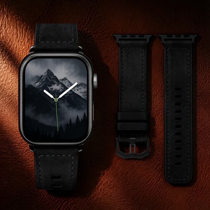 TEMU 1pc Vintage Synthetic Synthetic Leather Watch Band Compatible With Watch 38mm 40mm 41mm 42mm 44mm 45mm 46mm 49mm Strap For Men And Women Stylish