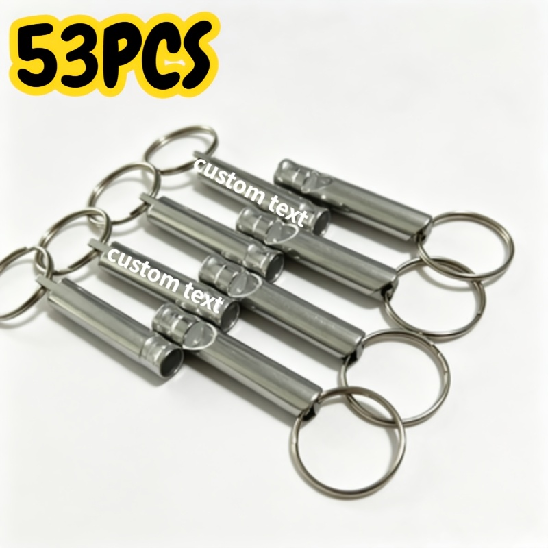 53pcs Custom Engraved Survival Whistle Keychains Set