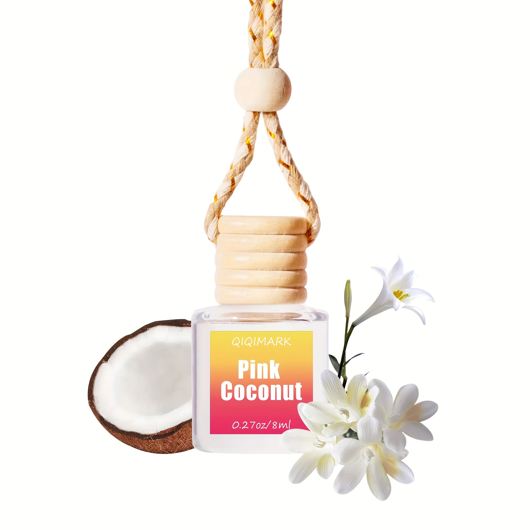 

1pc Qoiquark Scented Car Air Freshener - Long- Essential Oil Diffuser With Braided Rope & Wooden Bead, Reusable Glass Bottle, Phthalate-free Aromatherapy For Vehicles, Funny Car Air Freshener