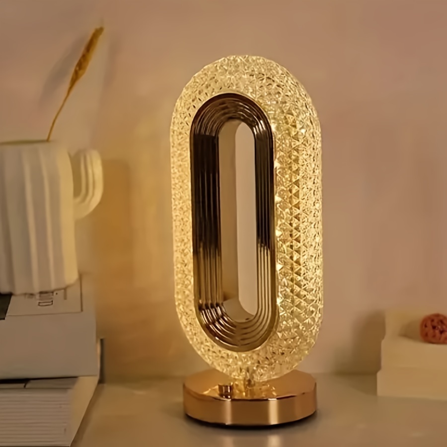 1pc luxury oval crystal table lamp mini usb charging lamp for office round table lamp for bedside nightlight decoration in bedroom study reading room and living room details 6