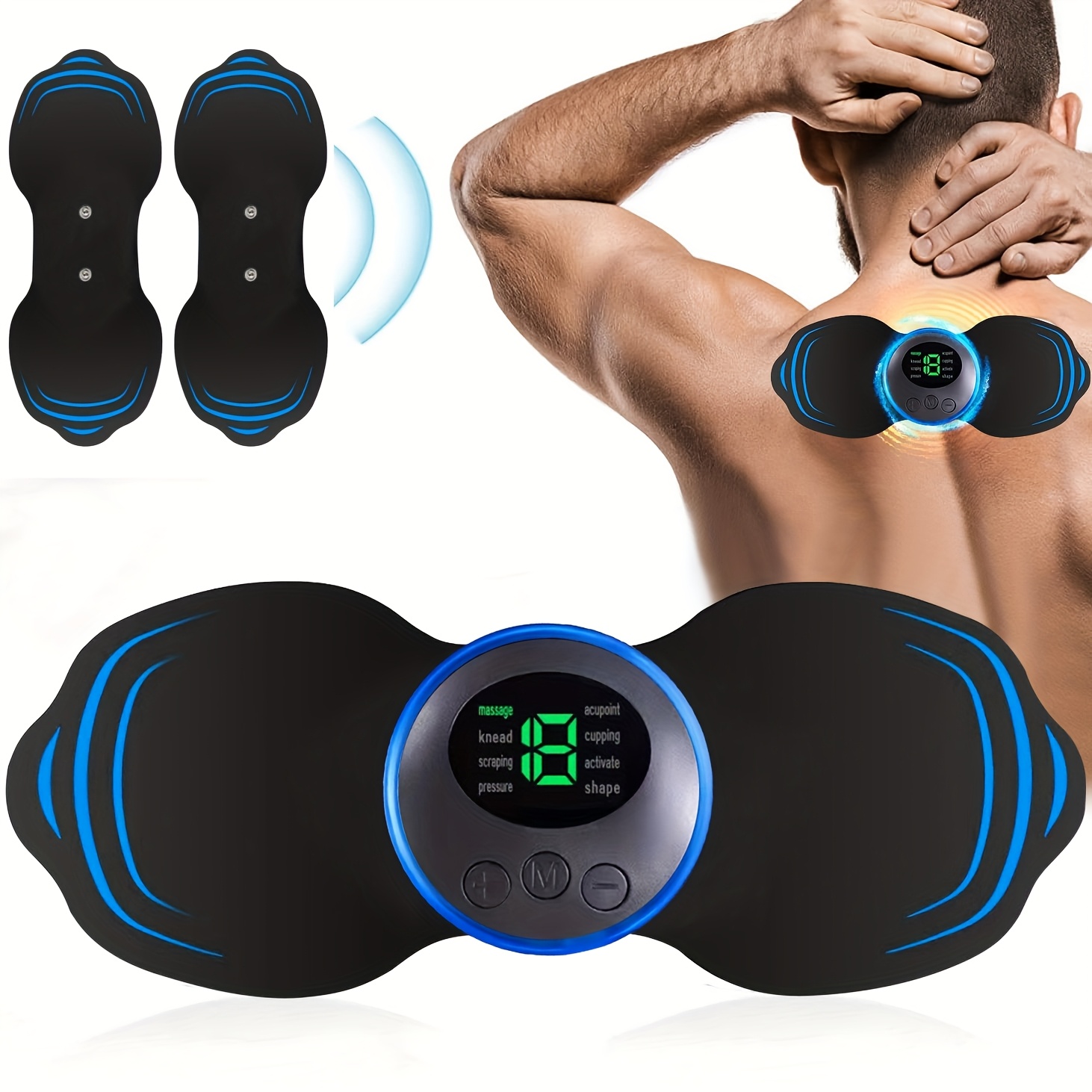 mini body massager for neck back shoulders   waist and legs   3 patches 8 massage programs 19 adjustable strengths Product details 1