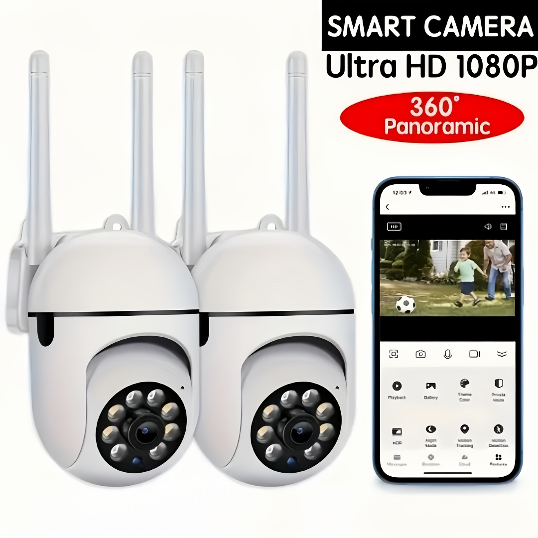 TEMU 2pcscompact Wireless Ip Security Cameras - 1080p Full Hd Video, 2.4g Long Range Wifi Connection, Night Vision, Surveillance, 2-way Voice