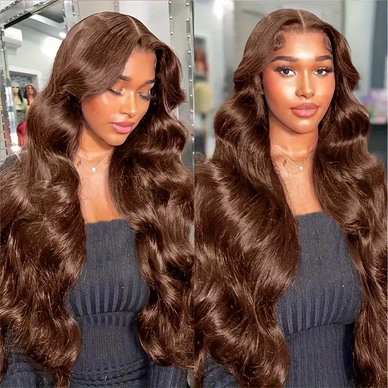 Summer Chocolate Brown Human Hair Wig Body Wave HD Lace Front Wigs Gift  Chocolate Wig 256% Density 13x6x1 Full Edges Lace Wig Bod