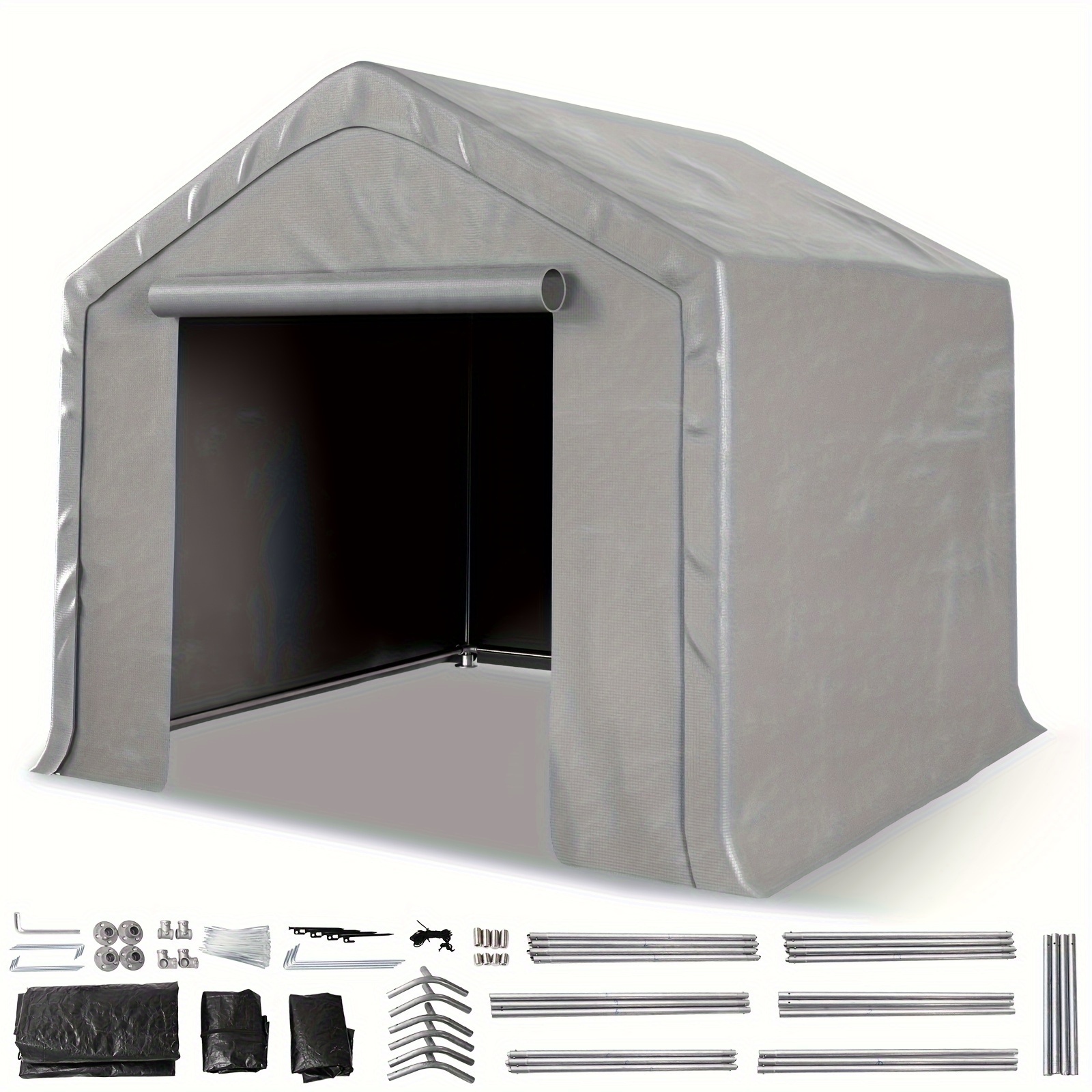 

Mophoto 6 X 6 X 6 Ft Portable Shed Outdoor Storage Shelter, Heavy Duty All-season Instant Waterproof Storage Tent Sheds With Roll-up Zipper Door For Motorcycle, Bike, Garden Tools, Gray