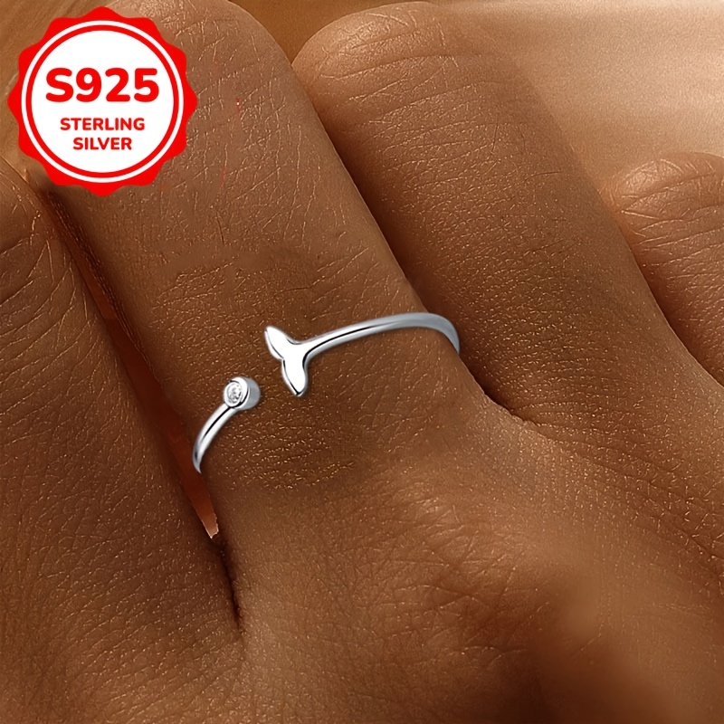 Women's Mermaid Tail Ring Adjustable Size S925 Silver