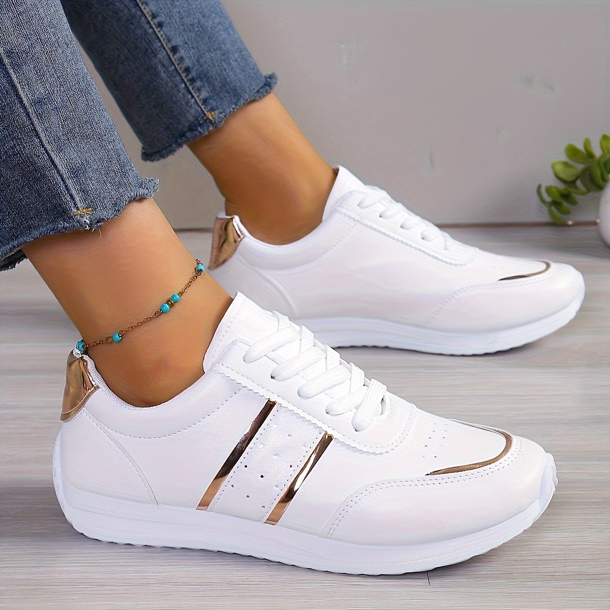 New Lace-up Casual Sneakers, Fashionable And Trendy, -style Academic Look, Breathable And Comfortable, Modern And Lightweight, Suitable For Home, Hiking, And Beginners, Women' Shoes