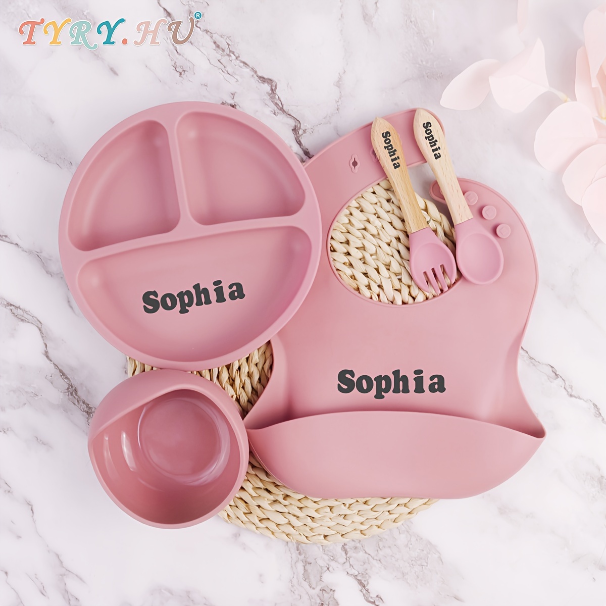 

Customizable Silicone Baby Feeding Set - Bpa-free, Cartoon Design For Toddlers 0-3 Years - Perfect Gift For Baby Showers, Christmas & Thanksgiving Baby Accessories Personalized Baby Items