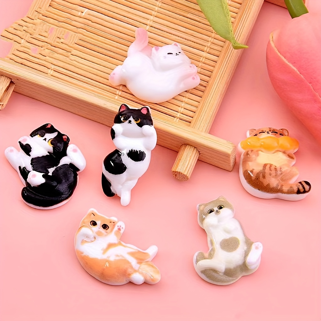 

6-pack Cute Cat Oval Plastic Magnetic Fridge Magnets, Decorative Magnets For Kitchen, Office, Dorm, Whiteboards, Lockers, Dishwashers