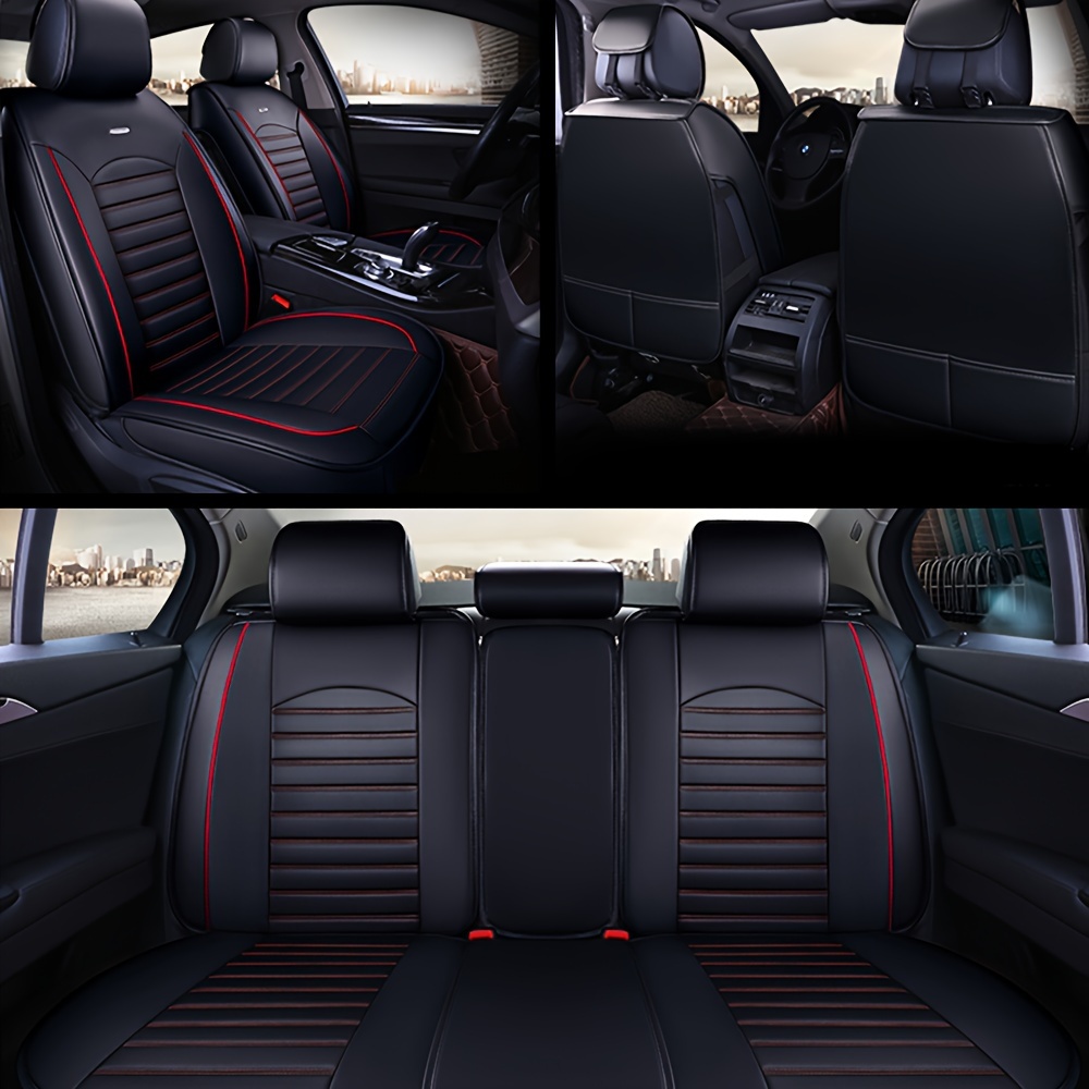 TEMU Black/ Seat Full Set Car Seat Cover Cushion Protector Leather Universal Fit For Most Cars,trucks,sedans And Suvs With Waterproof Leatherette In Automotive Seat Cover Accessories