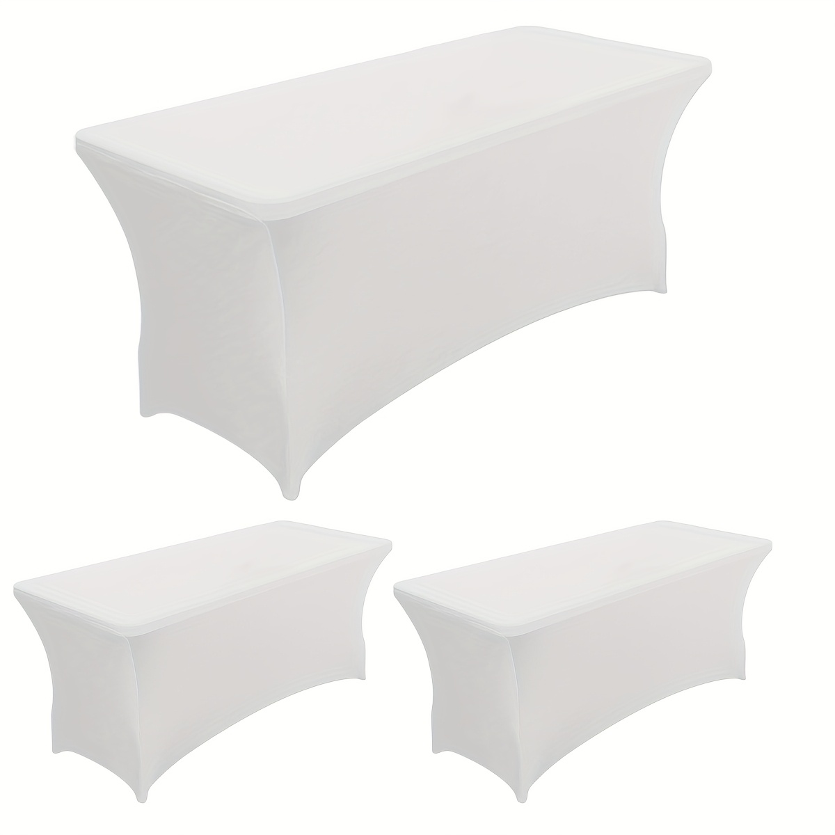 TEMU 3pcs Nappe Rectangulaire Élastique, Couvre-table 4/6/8FT, pour Fêtes, Balles, Anniversaires, Banquets, Halloween et Noël