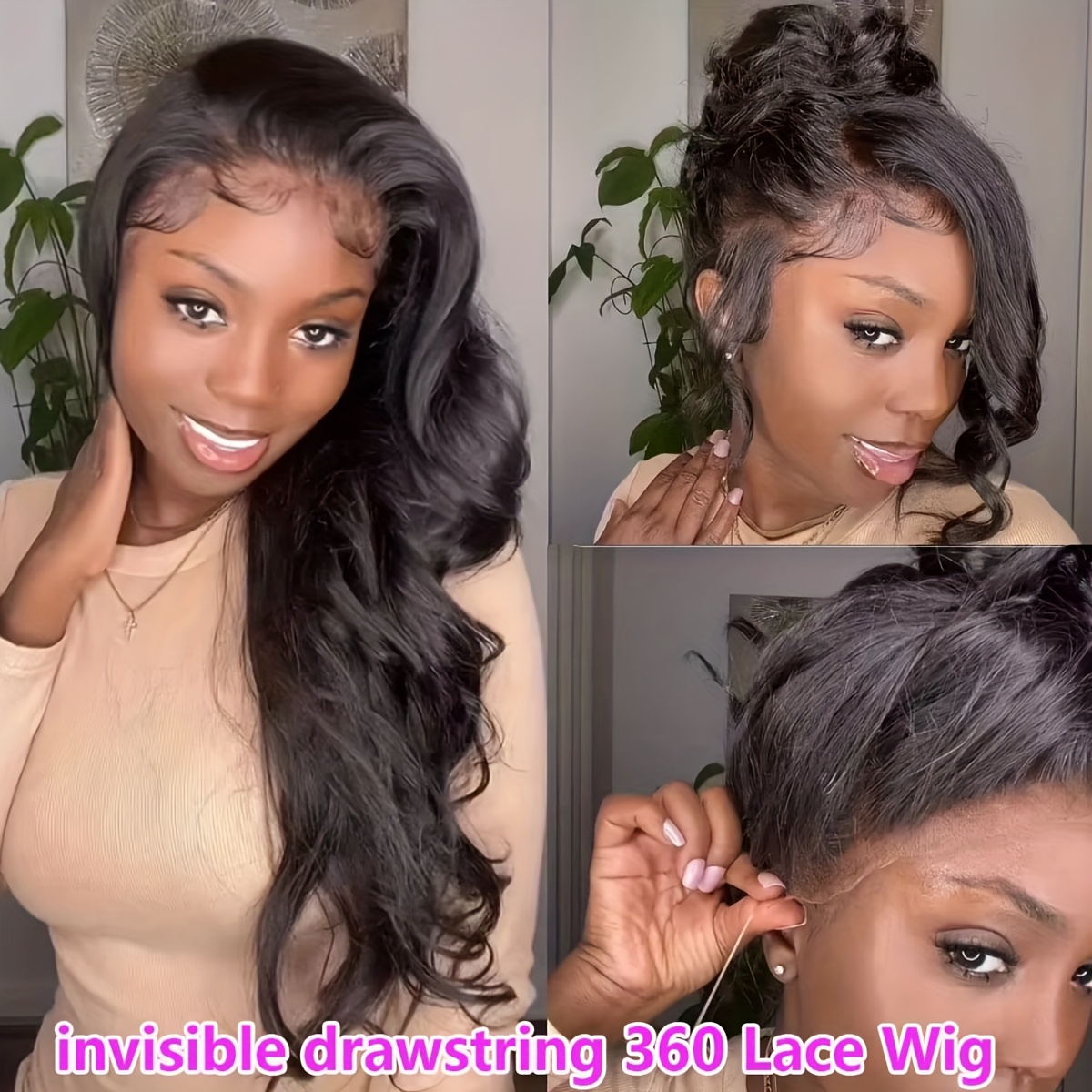 Image of 200 Density 360 Lace Front Wig Human Hair Body Wave Lace Front Wigs Human Hair Wigs For Women Brazilian Lace Frontal Wig Human Hair Lace Closure Wig