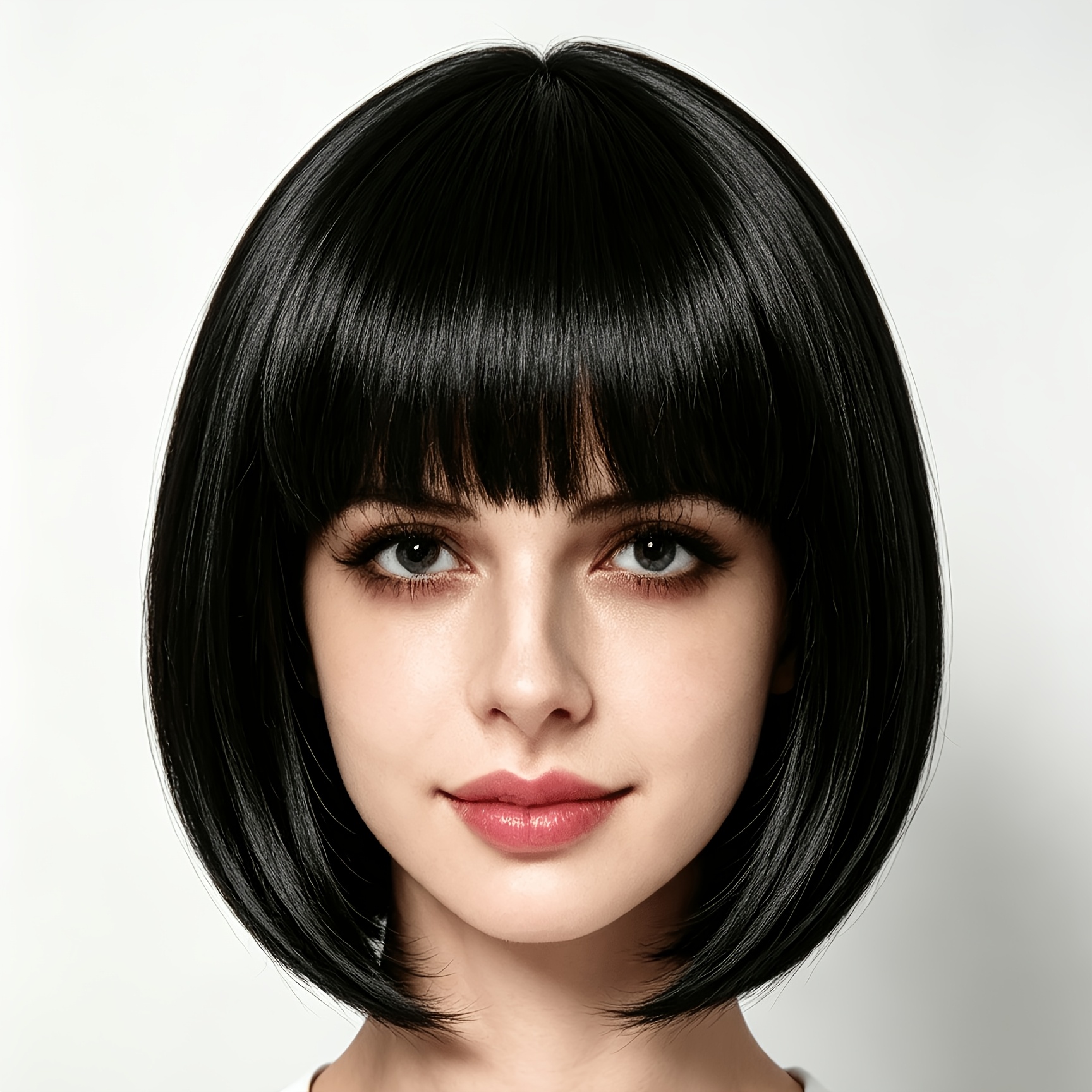 TEMU Front Bangs Short Bob Wig Synthetic Fiber Unisex Daily Cosplay Wig Halloween Party Carnival Stage Performance Costume Wig