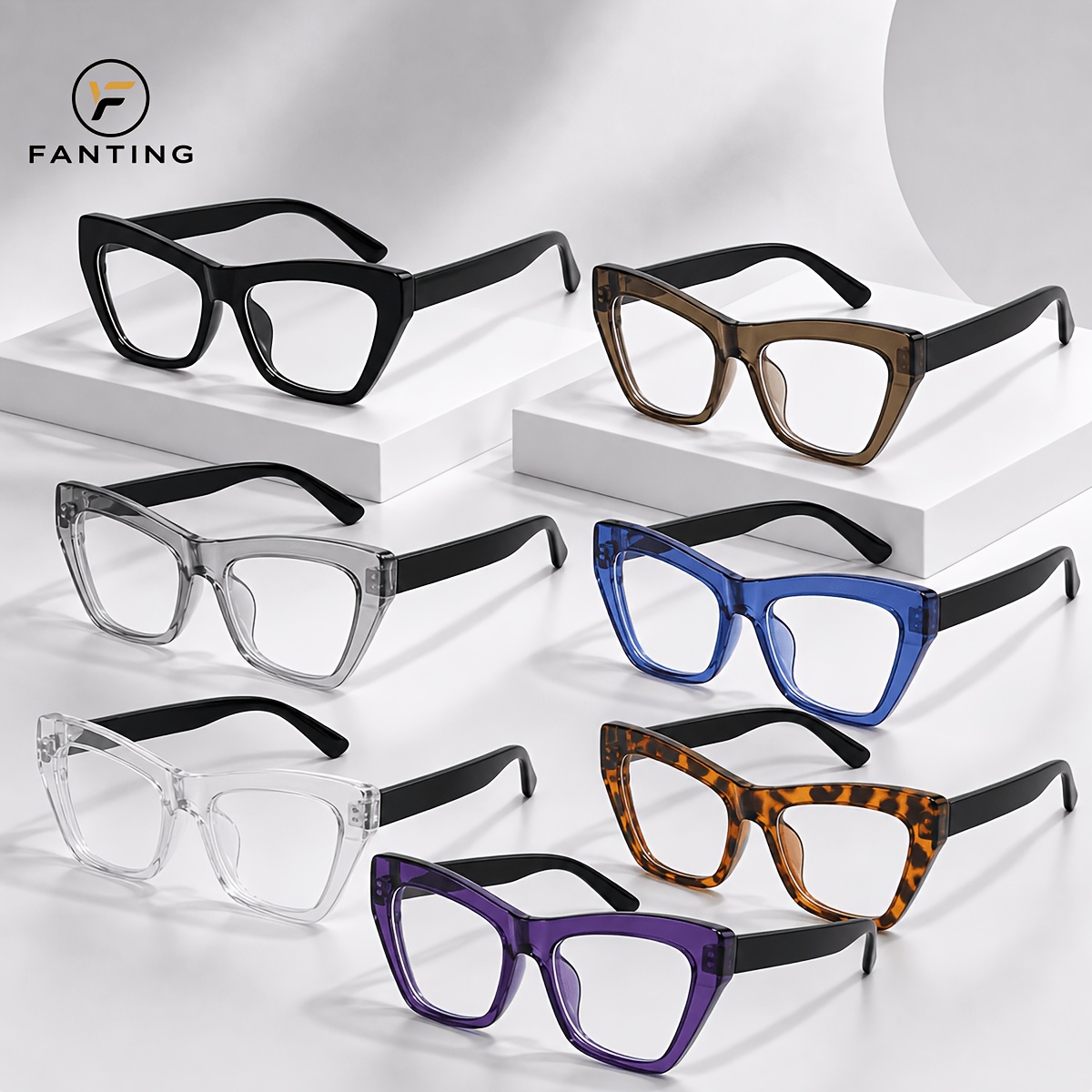 Oversized Cat-Eye Frames with Clear Lens