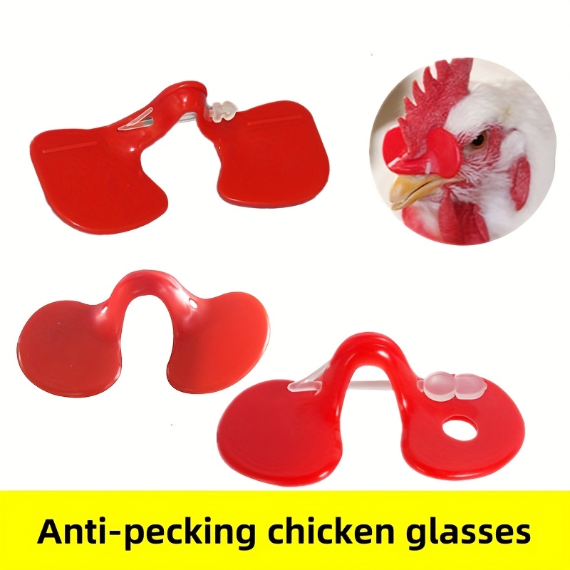 100-Pack Chicken Eye Glasses – Reusable Pinless Chicken Peepers, No-Hole Design To Stop Pecking, Anti-Feather Picking Tool For Hens & Pheasants (Red)