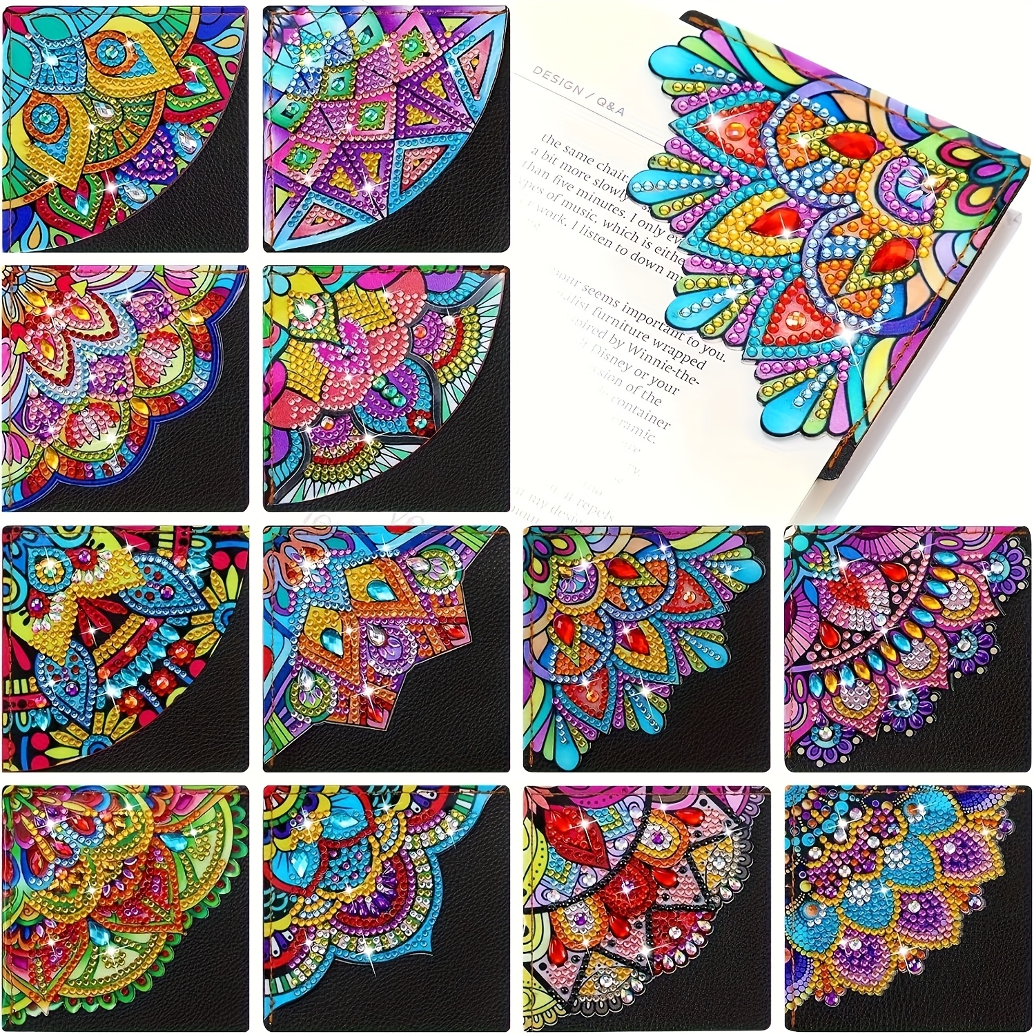 TEMU 12pcs, Diy Diamond Painting Bookmark, Faux Leather Material Bookmark, Gorgeous And Colorful Diy Diamond Painting Bookmark, Suitable For Reading