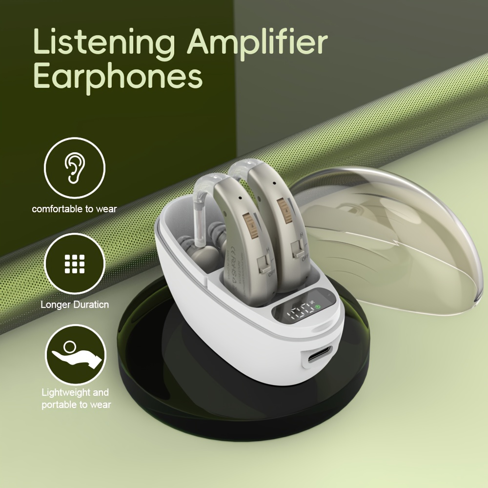 2pcs+1PcsCharging bin Advanced Rechargeable Sound collector with Portable Charging Case, Volume Control, USB charging, providing clear communication, suitable for communication, meetings, watching videos and outdoor activities, Outdoor Listening, Portable Audio Device, Travelfriendly Case, Sleek Sound Collector, Durable Plastic, Rechargeable Battery, Voice Amplifier, Wireless Microphone, Remote Workers, Professionals