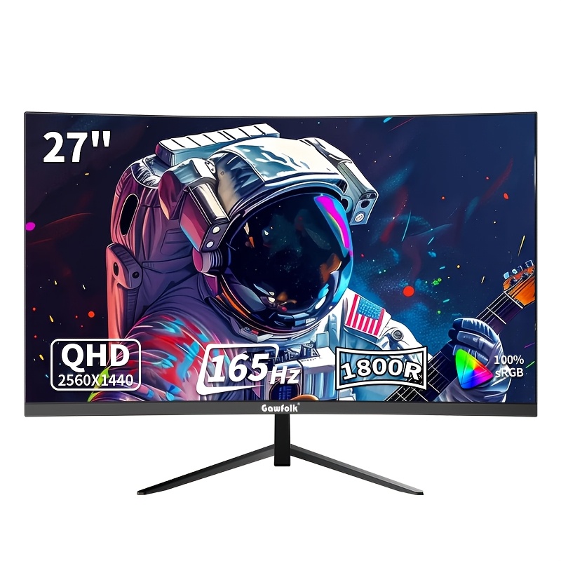 Image of Gawfolk 27-inch Monitor Compatible For Pc/laptop, 2k 165hz Ultra Hd Display With Dp/ Suitable For Gaming & Office, Screen Computer Monitor For, Voltage Compatible For Plug (no Adapter Included)
