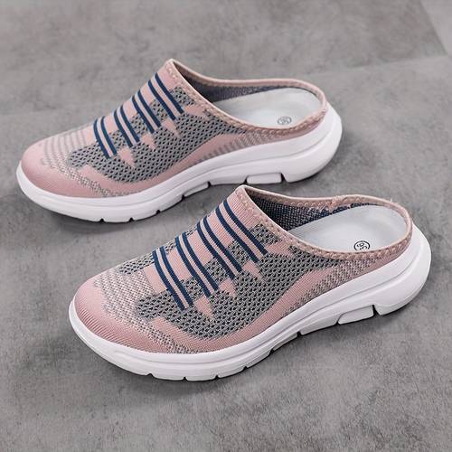womens breathable knit mule sneakers casual slip on outdoor shoes womens comfortable shoes