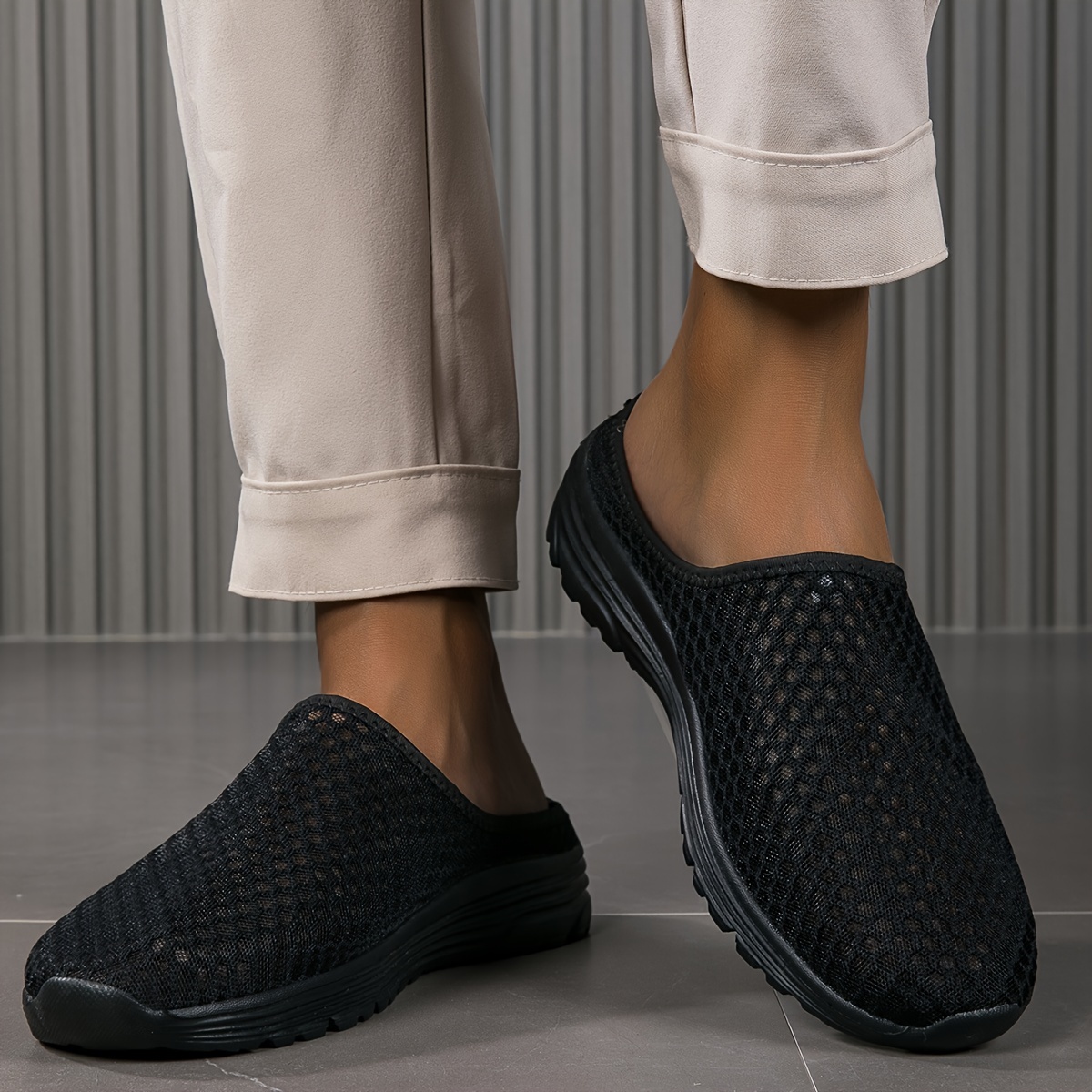 Summer Breathable Half Casual Shoes, Lightweight Slip-On Design