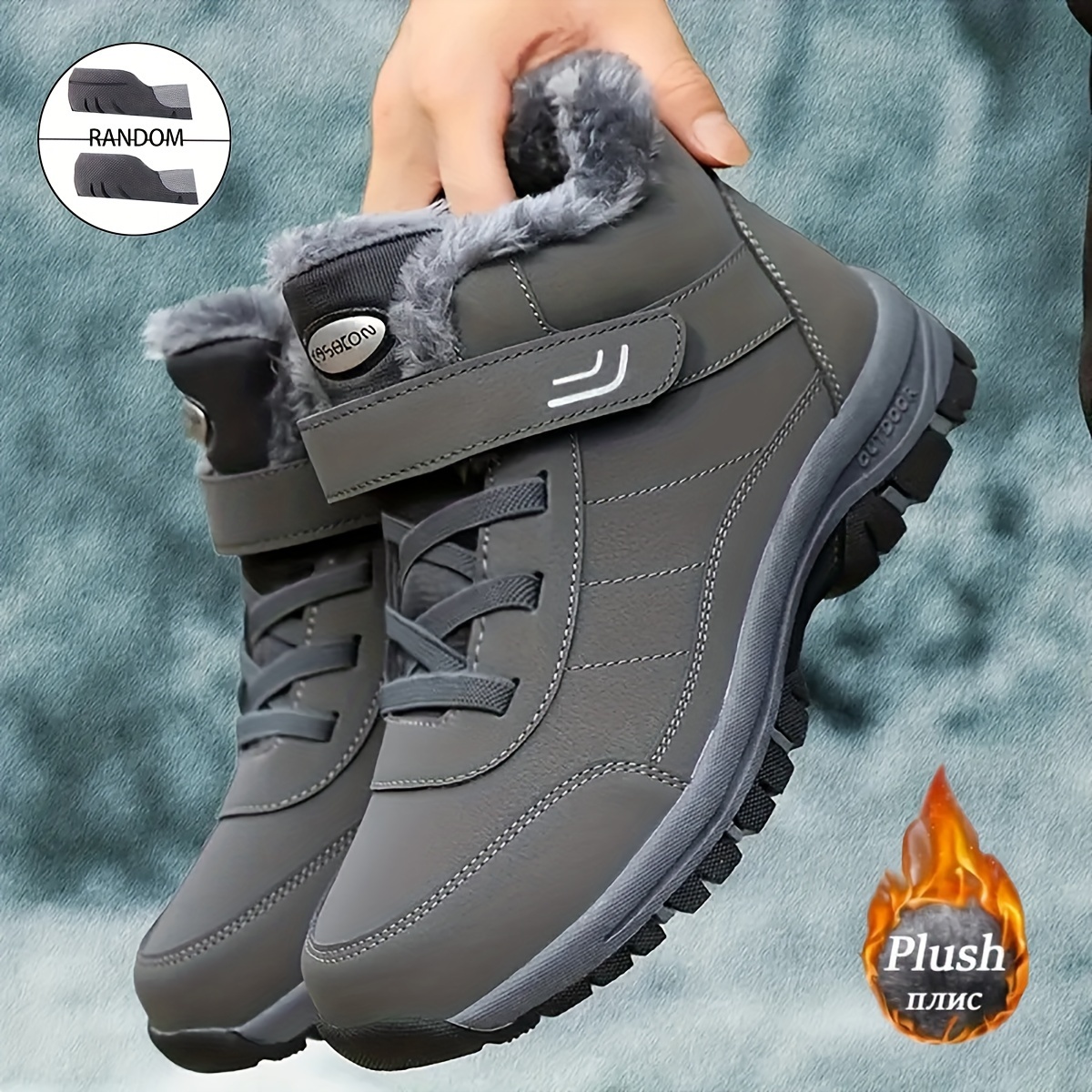 

Men's Ankle Snow Boots - Warm, Non-slip, With Hook-and-loop Closure And , Comfortable For Outdoor Activities, In Multiple Colors, Winter Boots