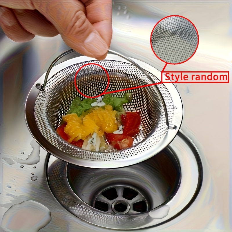 TEMU 1pc Of Mesh Style (random), Stainless Steel Sink With Handle - Rustproof Mesh, Suitable For Kitchen And Bathroom Sinks, Made Of 201 Stainless