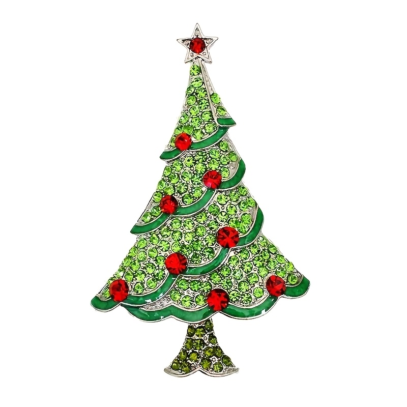 TEMU a forma di albero di Natale in con tassellatura completa stile e americano, , ornamento natalizio, regalo, pendente smaltato