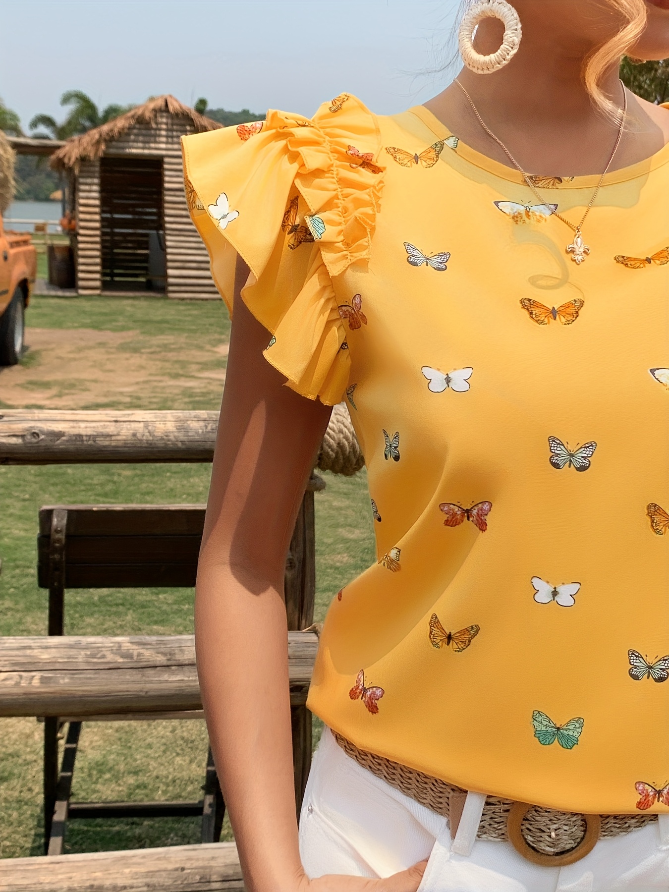 Camisas Mujer Verano 2020 Blusa Mujer Estampado Mariposas Moda