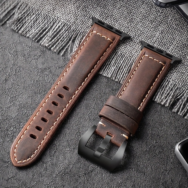 

1pc Genuine Leather Cowhide Strap Compatible With Watch 49mm 45mm 44mm 42mm 40mm 41mm 38mm, Men And Women's Smartwatch Strap For Iwatch Series 9 8 7 6 5 4 3 2 1 Se