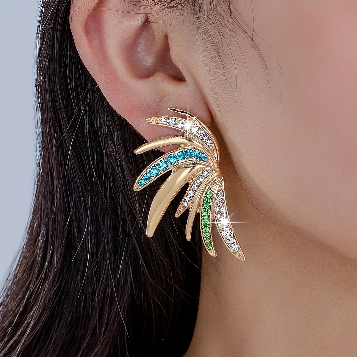 Image of A Pair Of Light Luxury Sparkling Rhinestone Trendy Fashionable Sexy Versatile Women' Earrings