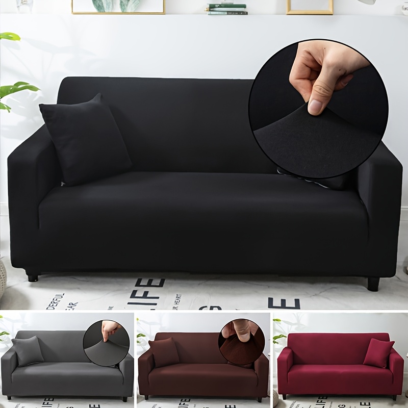 a stretchable solid color sofa   of elastic polyester fiber is a   cover for living room furniture suitable for  