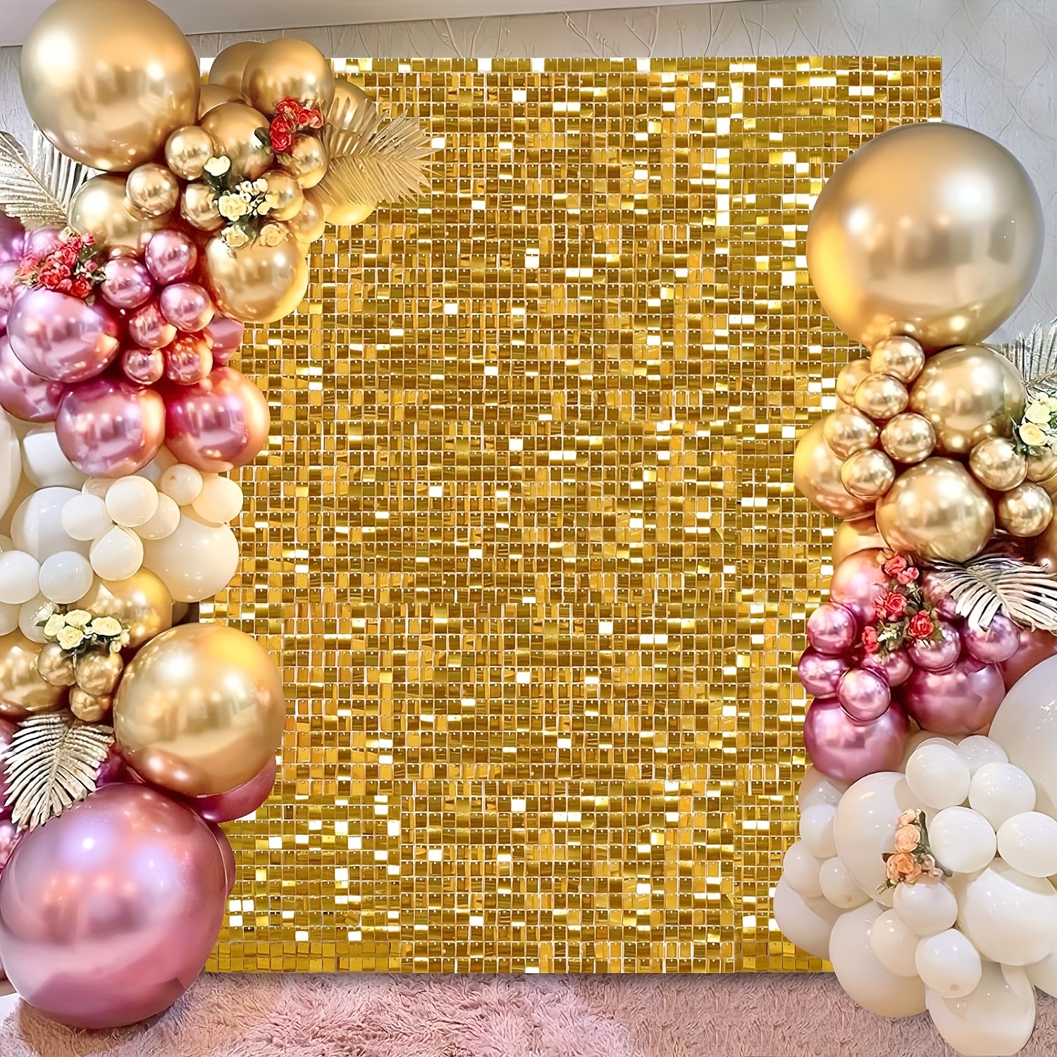 

Golden Giltter Backdrop Panels 24pcs Shimmer Wall Backdrop For Party Wedding Birthday Engagement Parties Anniversary Decoration (6x4ft)