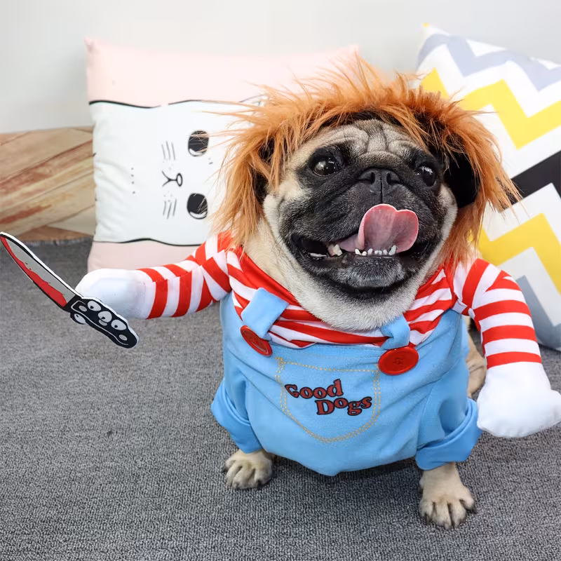 grappig clown kostuum met pruik & expressieve - noutfit voor kleine, middelgrote en grootte hondjes rode neusje . poten – wasmachinebestendigd verjaardagsfeest carnavalspakket voor pomeriaan dashund beagle speels grappende outfits met gerimpelde kragen en goede navelknop decoratie comfortabele veilige pasvorm het hele jaar door 4