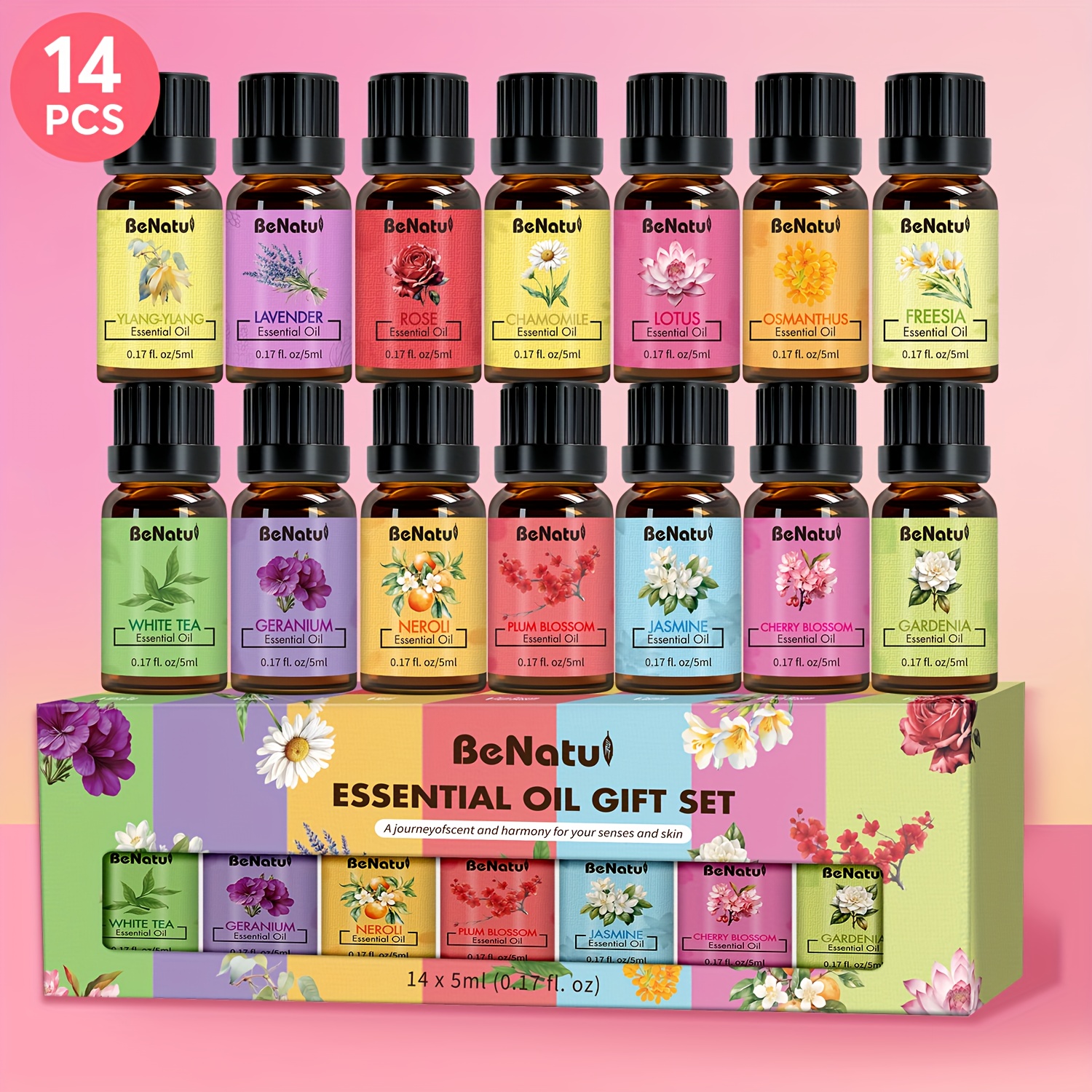TEMU 14pcs Essential Oil Set For Massage And Skin Care, Plant Extract Moisturizing Massage Oil For Massage/ Face/ Nails/ Hair/ Skin Care, Lightweight