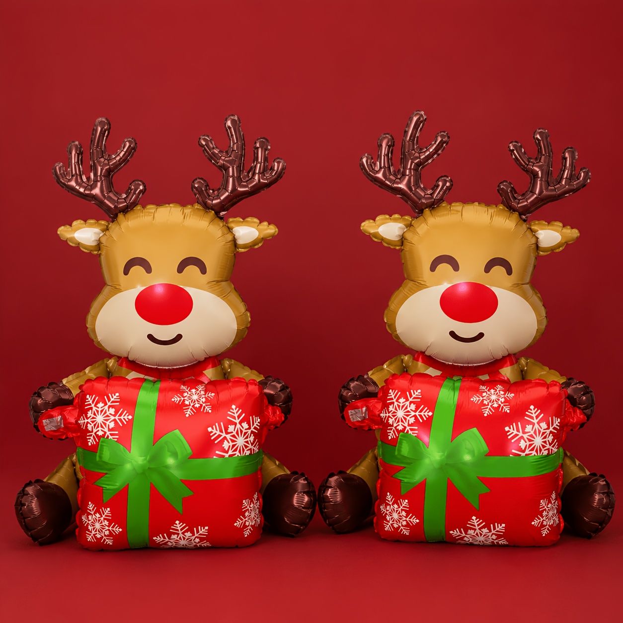 TEMU 2 Renos Navideños Sosteniendo Regalos, Globos de , de Regalo de Reno con de , Decoración Festiva Familiar, Fiestas de Navidad en Interiores y