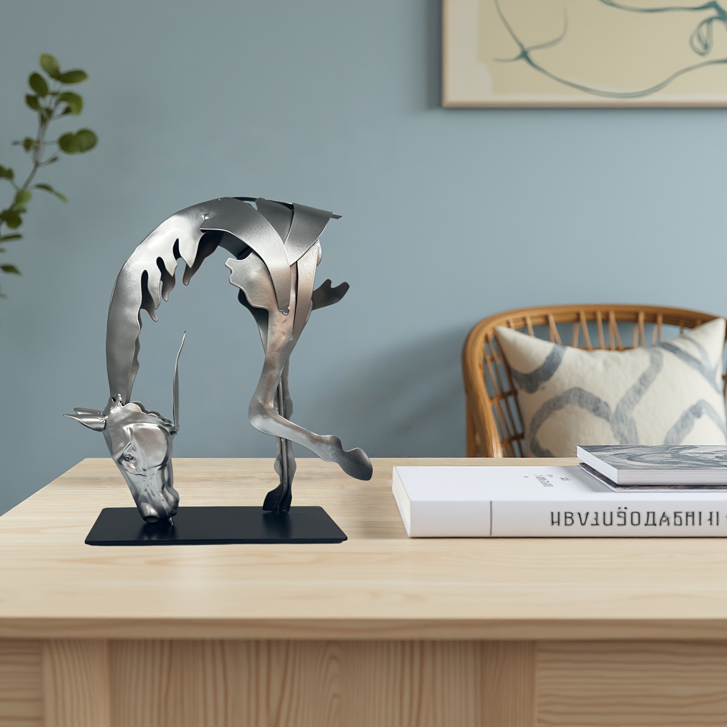 A Handcrafted Metal Horse Statue, a Unique Decorative Piece for The Desk, Suitable for The Living Room, Study, Or Office