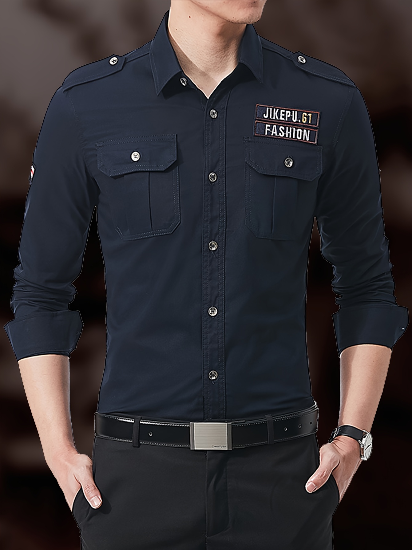 Chaqueta de carga verde oliva para hombre - Casual de manga larga con botones y múltiples bolsillos, cómoda y elegante para atuendos informales, trabajo o escuela, ropa exterior versátil para todas las estaciones, chaqueta de trabajo | Bolsillos funcionales | Tejido duradero