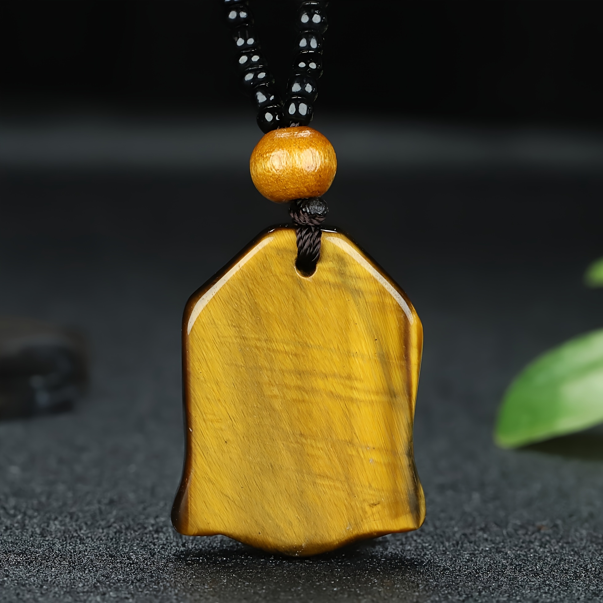 Natural Tiger Eye Stone Character Pendant Necklace