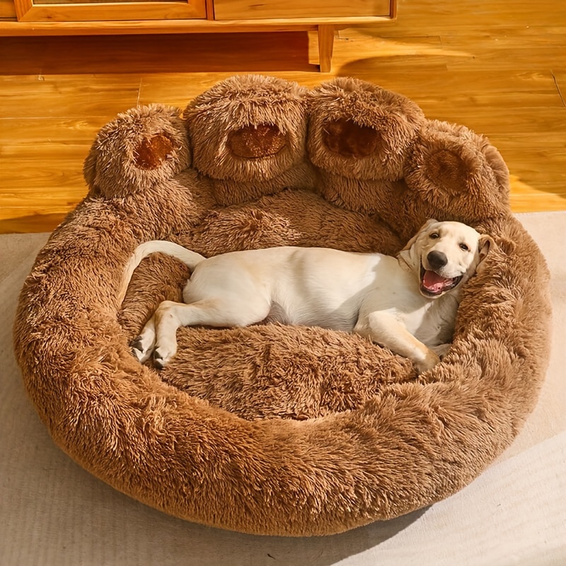 TEMU A -shaped House, A Long Plush Pet Bed For Autumn And Winter, A Cute, Warm, And Comfortable Soft Bed, A Non-slip Plush Cat Bed, Suitable For