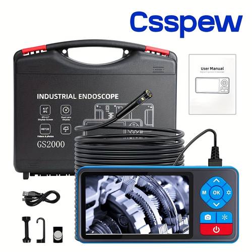 720p hd endoscope with 16ft semi rigid snake built in light rechargeable 2500mah battery usb powered abs borescope for plumbing 4 5