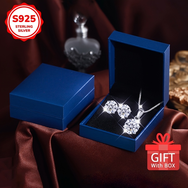 

Elegant Women 2pcs Jewelry Sets 925 Sterling Silver 4.94g/0.174oz Out Round Synthetic Zirconia Hypoallergenic Christmas New Year Gift, Classic Birthday Party Gift, Valentines 's Day Jewelry Gift