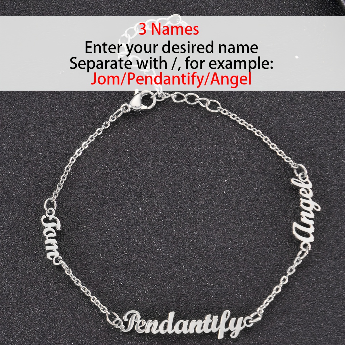 TEMU Bracelet personnalisé multi- | Acier inoxydable 304L | Personnalisez 1 à 3 | Bracelet tendance pour femmes | Idéal pour un | pour offrir en