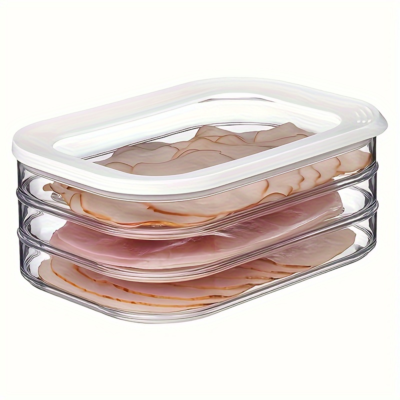 

3-layer Stackable Pet Container, Multipurpose Square Refrigerator Organizer For Sausage And Meat Storage, Reusable, Hand Wash, No Electricity Needed