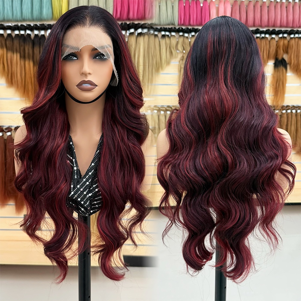 13x6 long wavy lace front synthetic wig suitable women 26  display picture 1