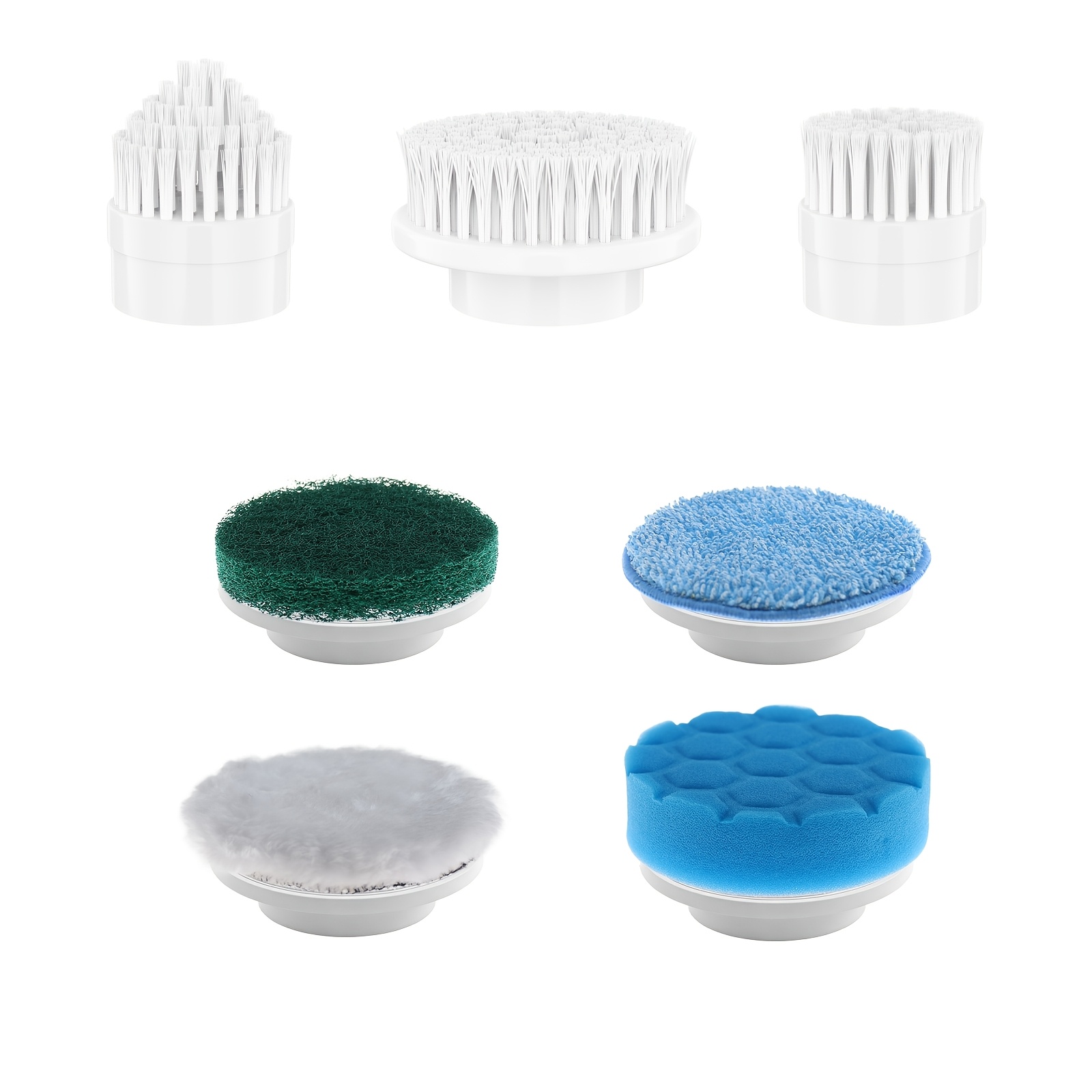 TEMU Multi Functional Cleaning Brush Head Tool, 7 Brush Head Replacement Parts, Suitable For Cleaning Household Floors, Rooms, Bathrooms, Bathtubs, Tiles, And Vehicles