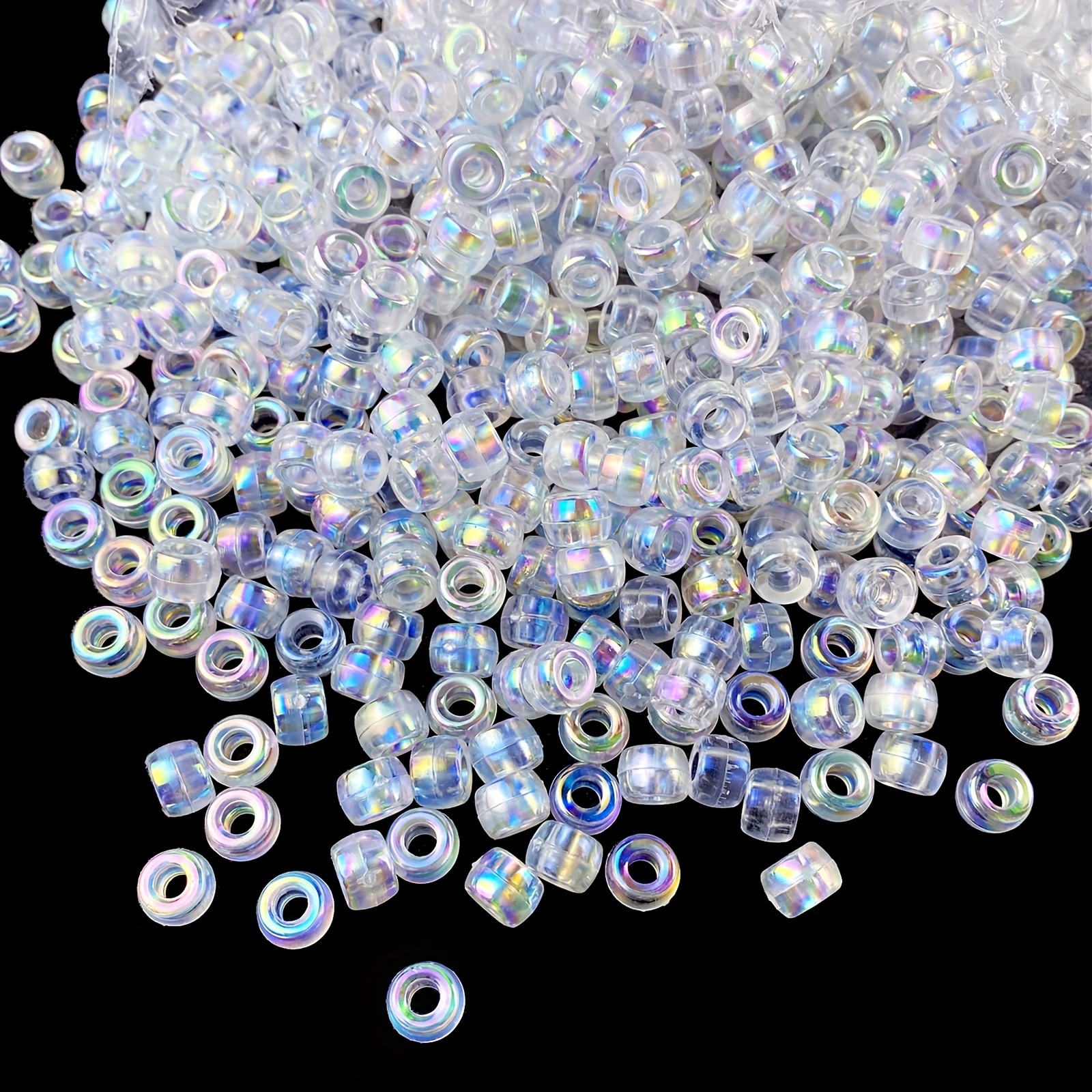 

/300pcs Perles de Acryliques Iridescentes - 6x9mm Perles d'Espacement en Plastique Transparent AB pour Bijoux DIY, Bracelets & , avec Trou , Perles pour Bracelets