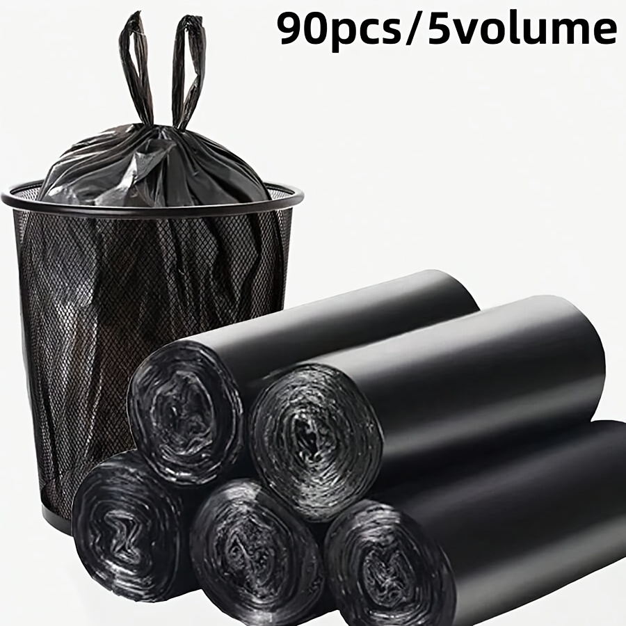 

90-pack Heavy-duty Black Trash Bags With Handles, Disposable Plastic Garbage Bags For Office, Kitchen, Bedroom, Bathroom, Multipurpose Use