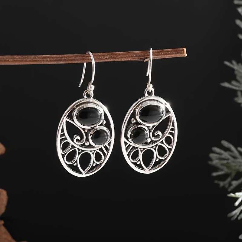 Women's Retro Hollow Pattern Earrings with Synthetic Zirconia
