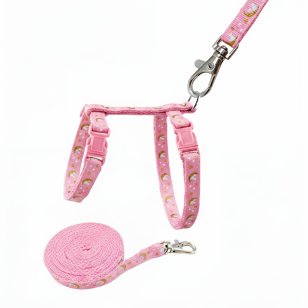 TEMU 1 Set Guinzaglio per , Motivo con Stampa a Stella e Luna, Nylon Anti-Fuga, Regolabile per Gattini e Cani di Taglia, Collare Fluorescente