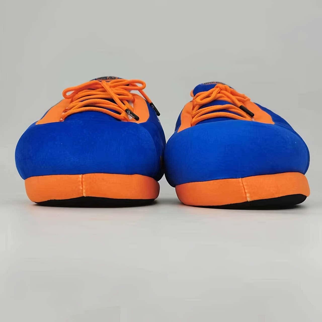 mens cozy winter indoor slippers oversized   sneakers with nyc basketball design blue orange lace up closure soft fabric upper rubber   size 43 44 cute slippers