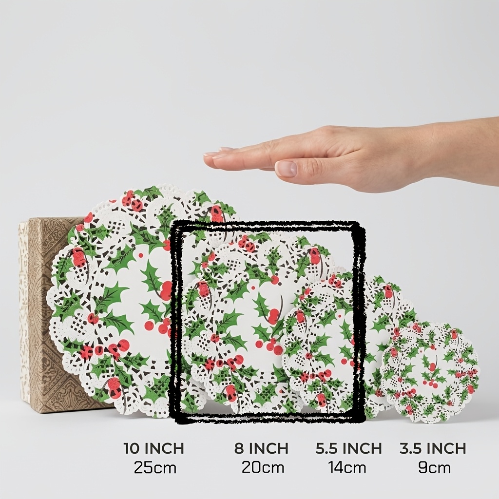 TEMU 50pcs Decorative Paper Lace Placemats, Round Vintage Floral Table Centerpiece Mats For Vase Candle Decor, Craft Coasters, Suitable For Christmas